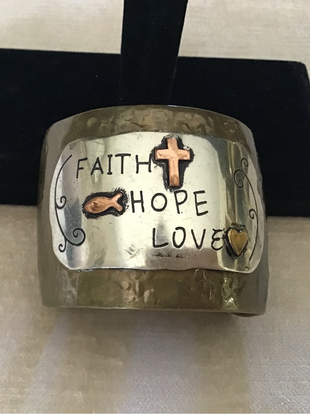 Faith Hope Love Mixed Metal Cuff Bracelet